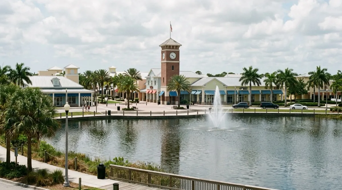 Tradition Square town center and clock tower in Port St. Lucie