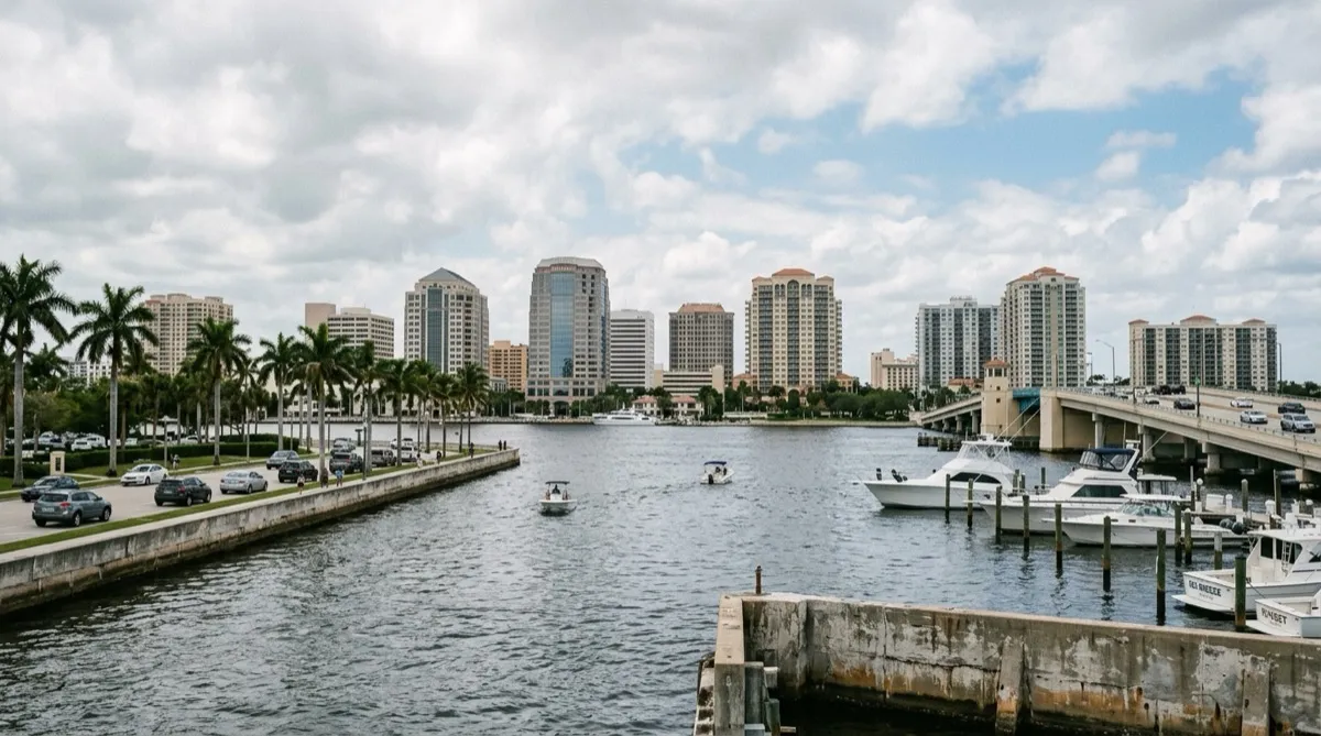 West Palm Beach waterfront skyline along the Intracoastal Waterway
